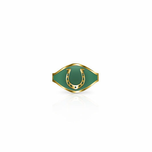 Cigar Band Symbol Ring, horseshoe | 14K Gold Spring Green Ring {{ catogery }} {{ Collections }}