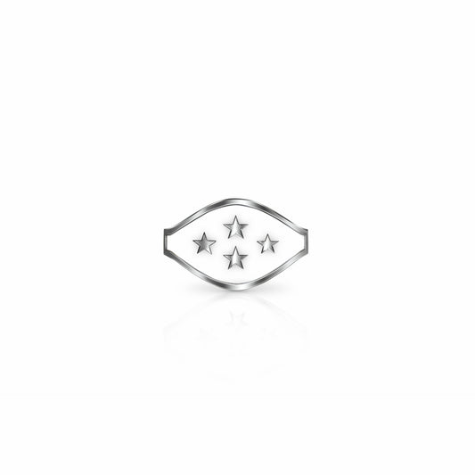 Cigar Band Symbol Ring, stars | Sterling Silver White Cloud Ring {{ catogery }} {{ Collections }}