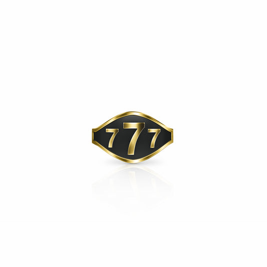 Cigar Band Symbol Ring, lucky 7's | 14K Gold Black Night Ring {{ catogery }} {{ Collections }}