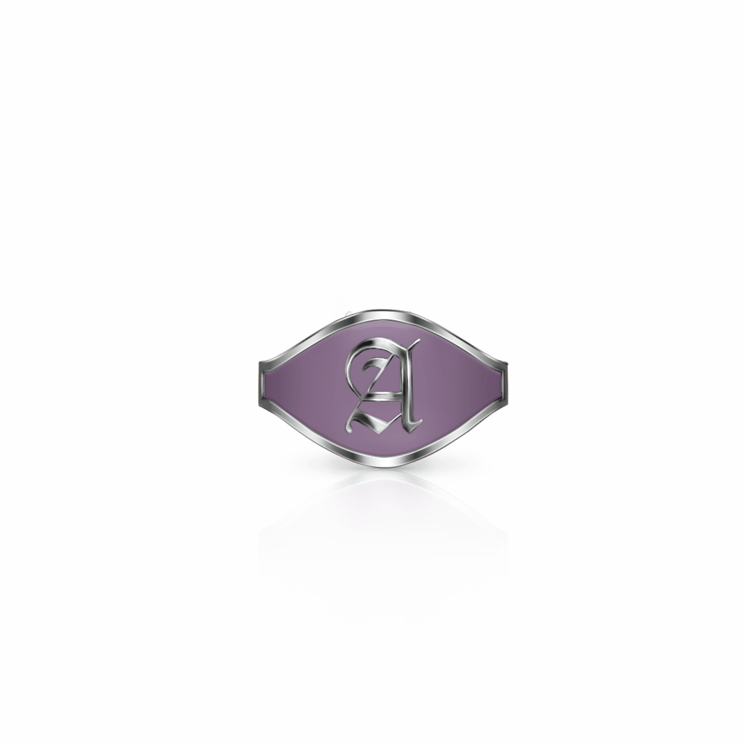 Cigar Band Initial Ring, old english | Sterling Silver Sunset Purple Ring {{ catogery }} {{ Collections }}