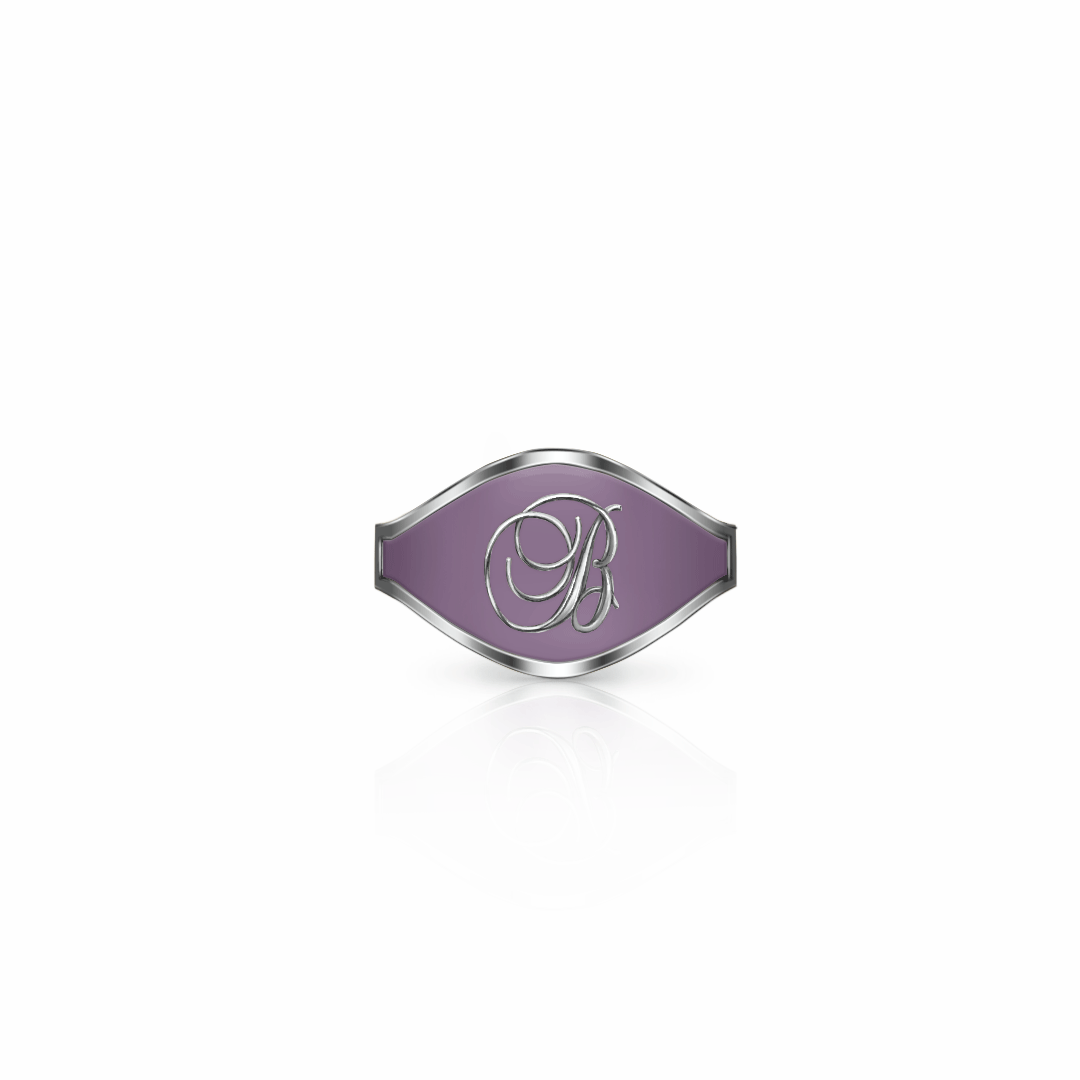 Cigar Band Initial Ring, script | Sterling Silver Sunset Purple Ring {{ catogery }} {{ Collections }}