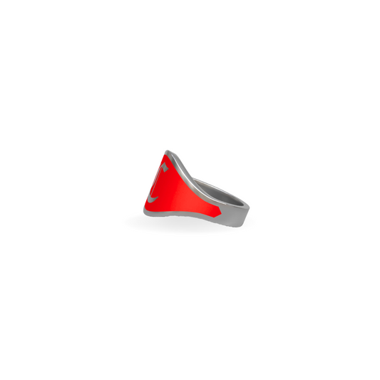 Cigar Band Initial Ring in Red Clay Enamel | Sterling Silver
