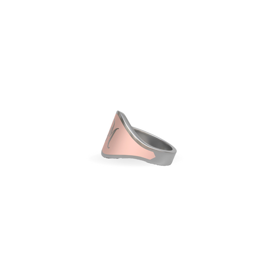 Cigar Band Initial Ring in Rose Petal Enamel | Sterling Silver