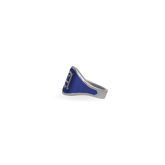 Cigar Band Initial Ring in Royal Blue Enamel | Sterling Silver