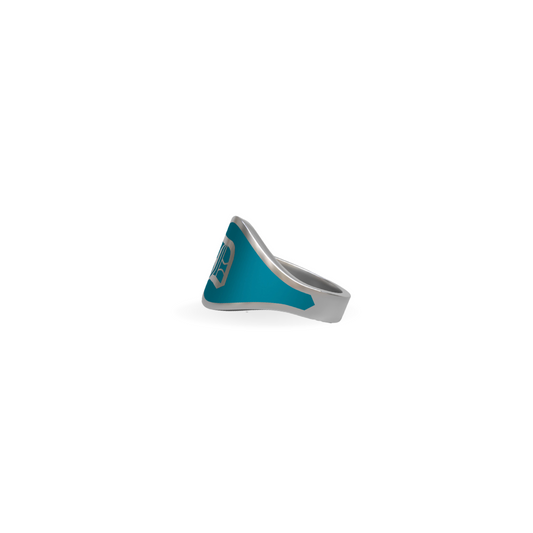 Cigar Band Initial Ring in Seafoam Green Enamel | Sterling Silver