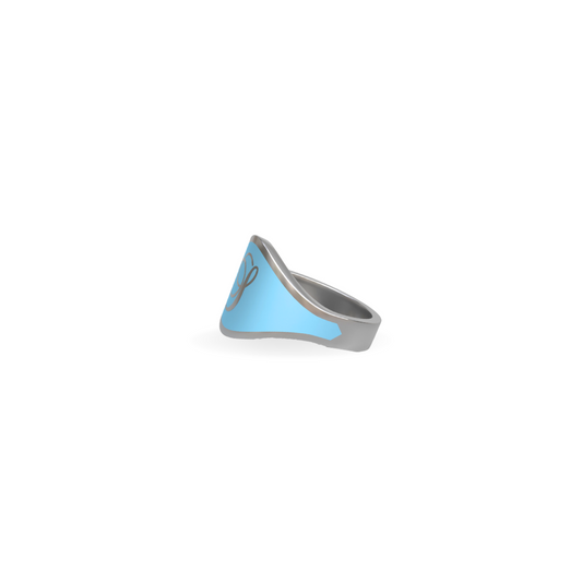 Cigar Band Initial Ring in Sky Blue Enamel | Sterling Silver