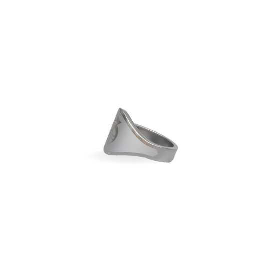Cigar Band Initial Ring in Steel Gray Enamel | Sterling Silver