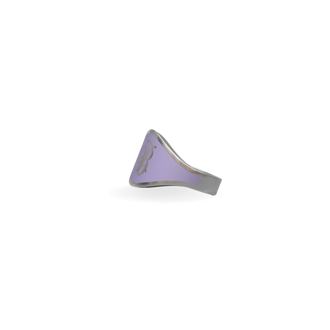 Cigar Band Initial Ring in Sunset Purple Enamel | Sterling Silver