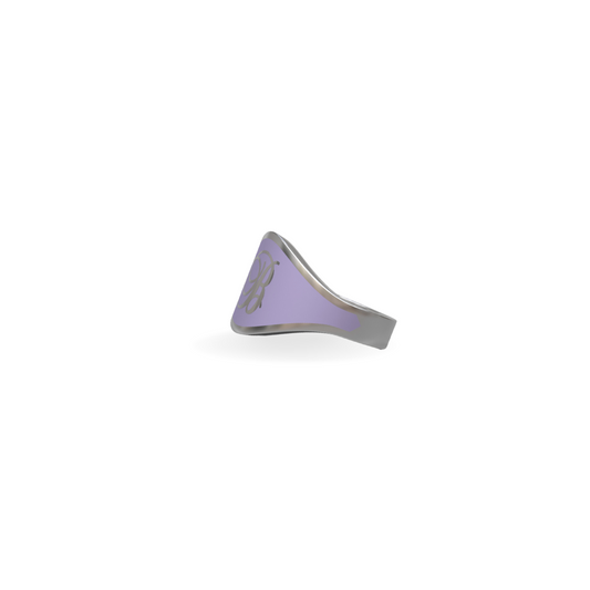 Cigar Band Initial Ring in Sunset Purple Enamel | Sterling Silver