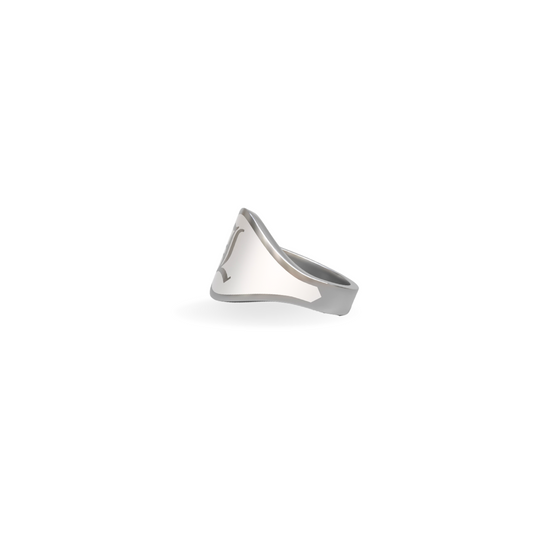Cigar Band Initial Ring in White Cloud Enamel | Sterling Silver