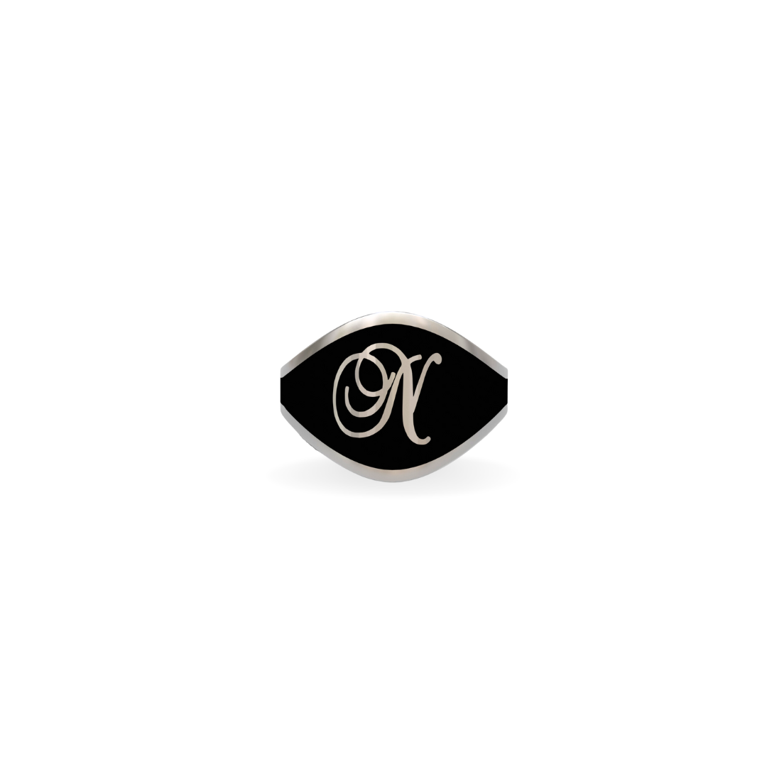 Cigar Band Initial Ring in Black Night Enamel | Sterling Silver