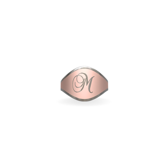 Cigar Band Initial Ring in Rose Petal Enamel | Sterling Silver