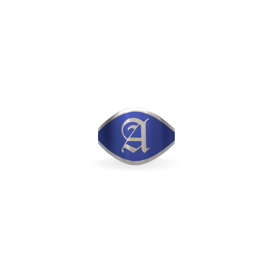 Cigar Band Initial Ring in Royal Blue Enamel | Sterling Silver
