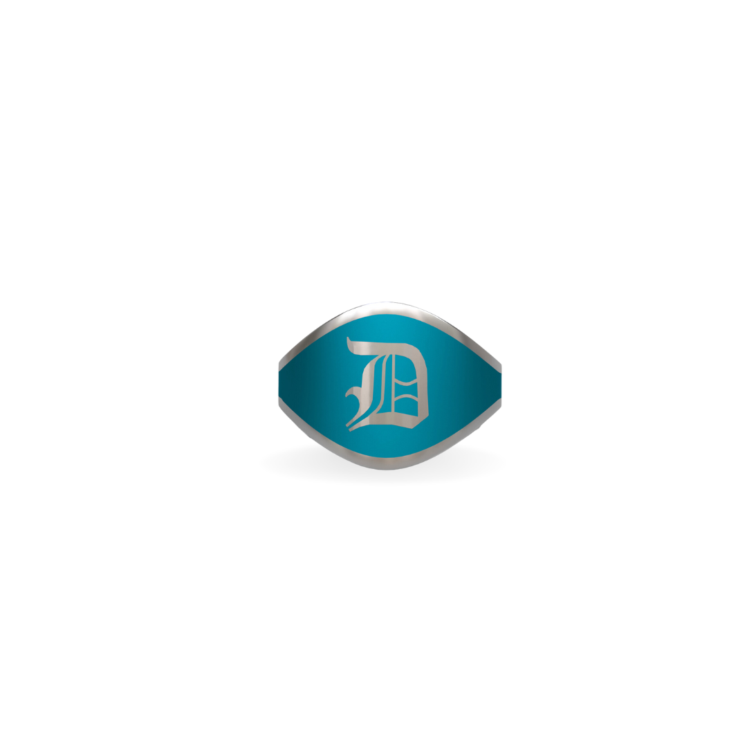 Cigar Band Initial Ring in Seafoam Green Enamel | Sterling Silver