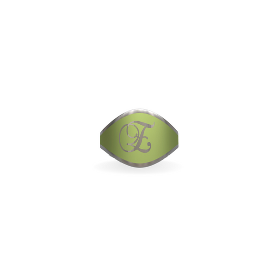 Cigar Band Initial Ring in Spring Green Enamel | Sterling Silver