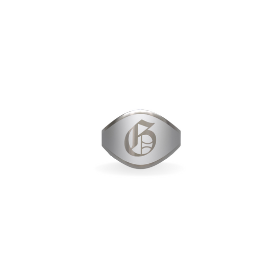 Cigar Band Initial Ring in Steel Gray Enamel | Sterling Silver