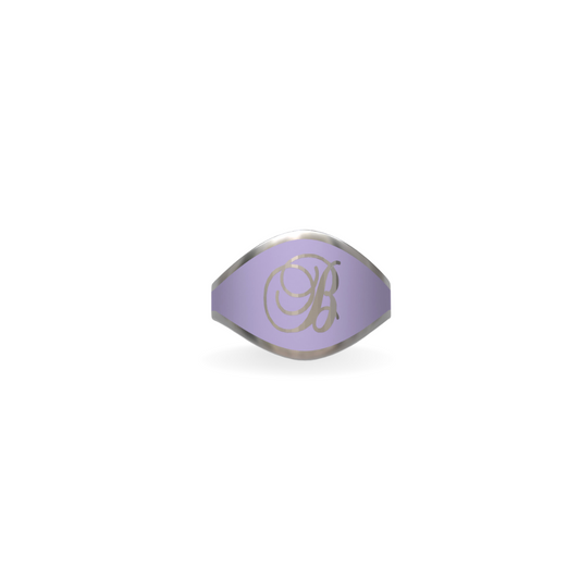 Cigar Band Initial Ring in Sunset Purple Enamel | Sterling Silver
