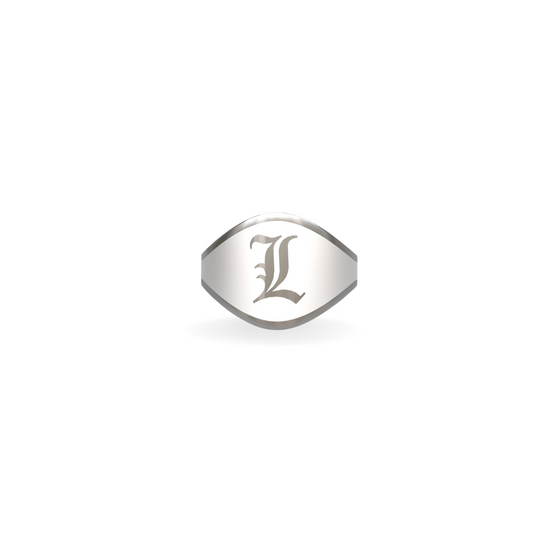 Cigar Band Initial Ring in White Cloud Enamel | Sterling Silver
