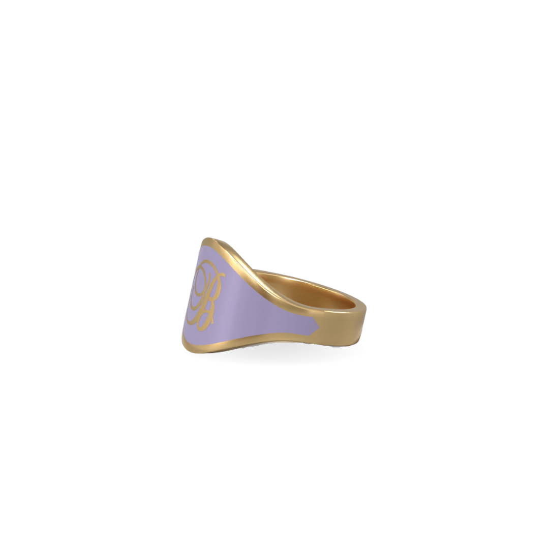 Cigar Band Initial Ring in Sunset Purple Enamel | 18K Gold