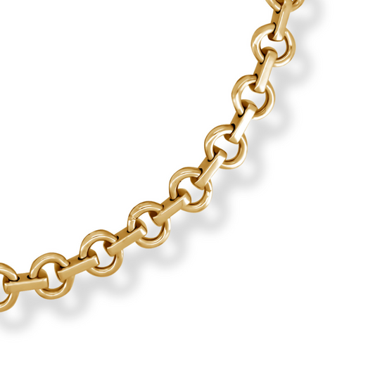 Handmade Solid Circle Bar Link Chain | 14K & 18K Gold