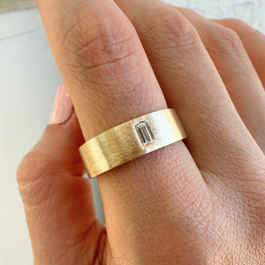 Custom Order | Diamond Cut Wedding Band with Marquise Diamond