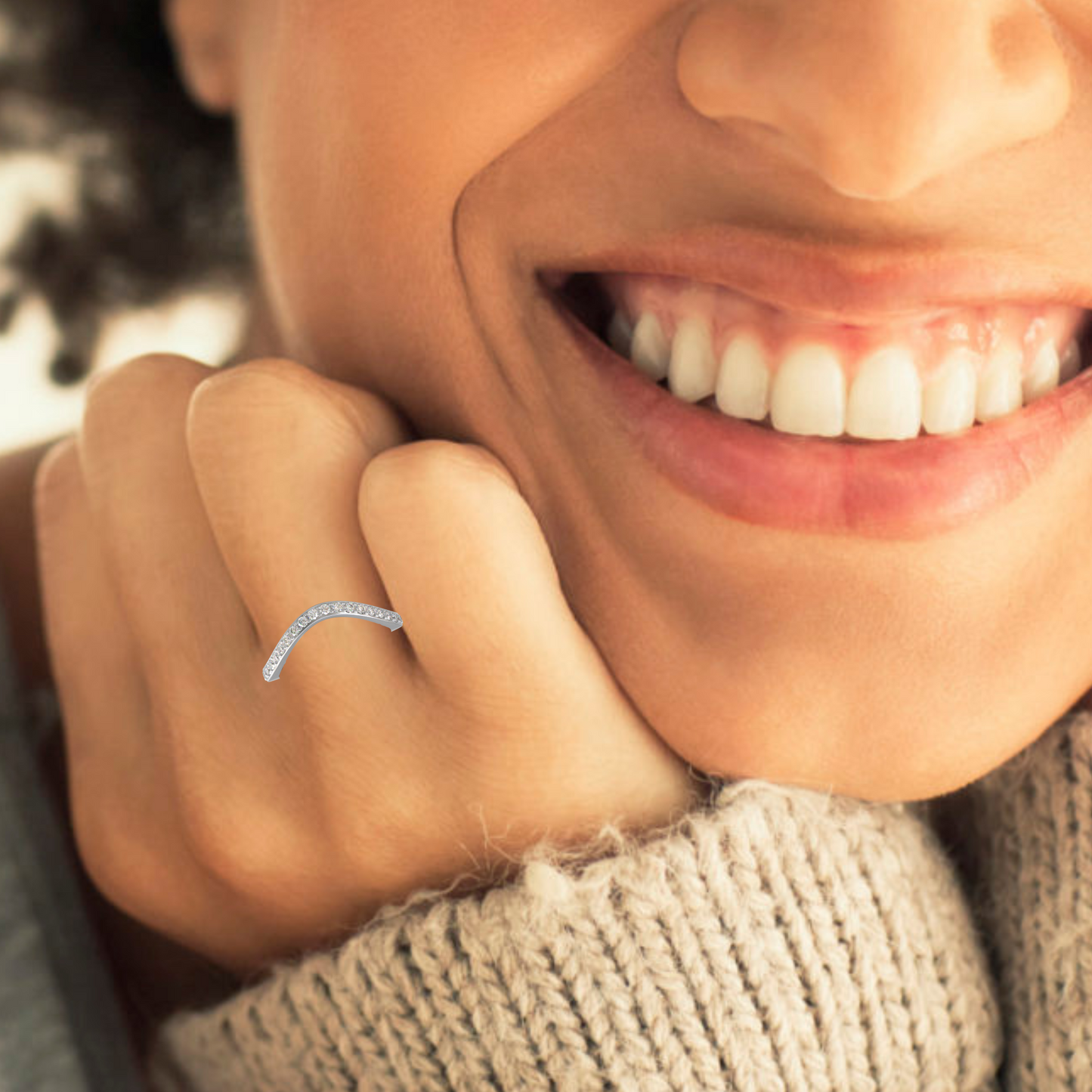 Lab Grown Diamond Cigar Shadow Band | Sterling Silver