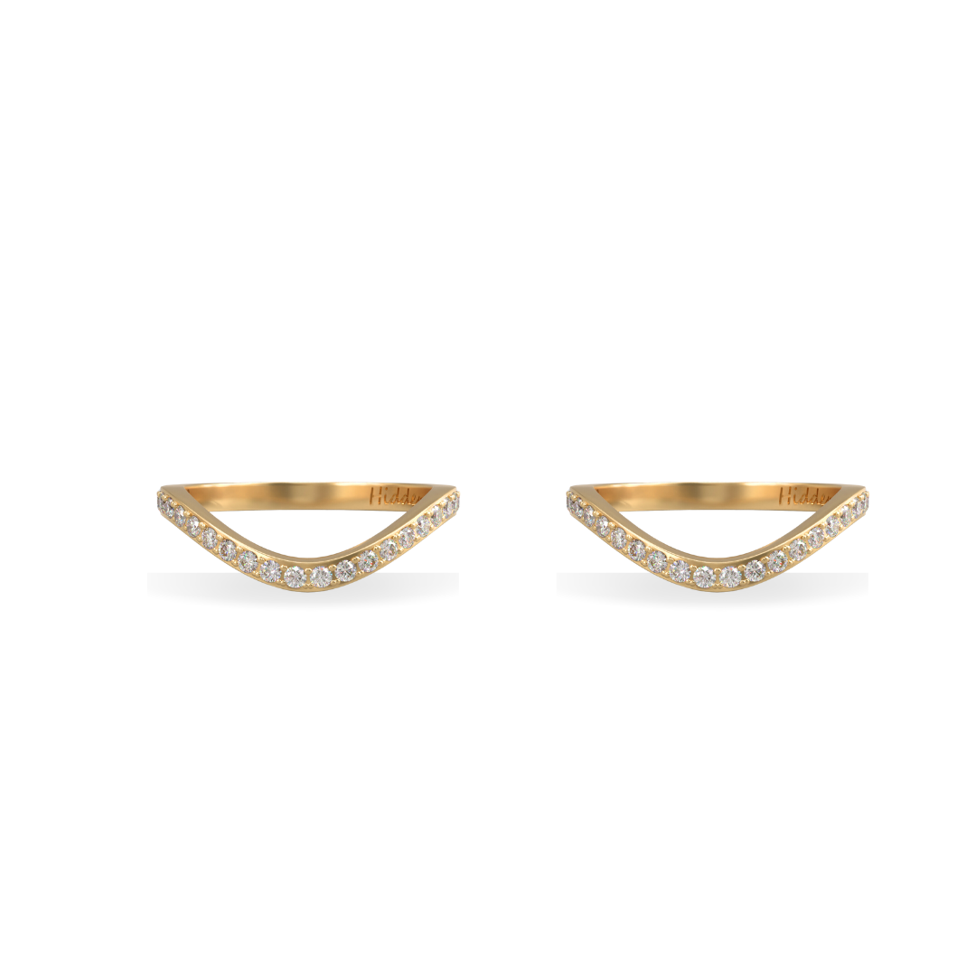 Lab Grown Diamond Cigar Shadow Band Pair | 18K Gold