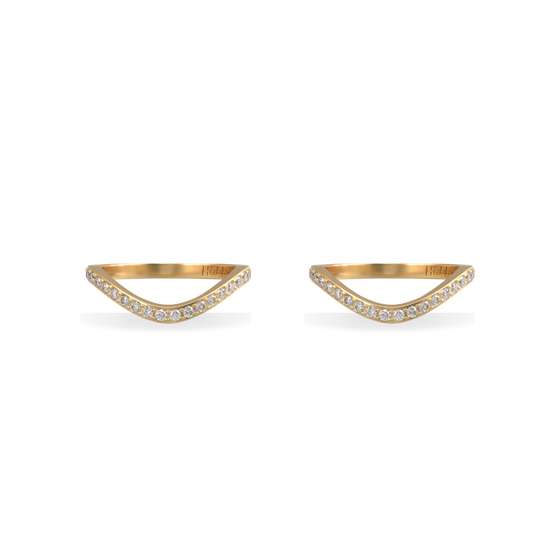 Lab Grown Diamond Cigar Shadow Band Pair | 18K Gold