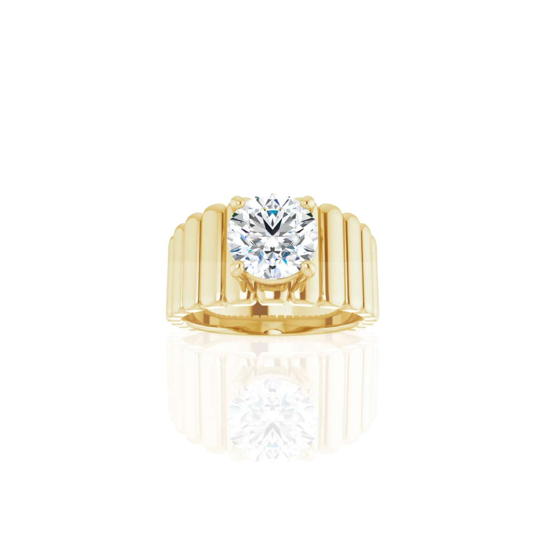 Wide Band | Wave | Solitaire Wedding Ring