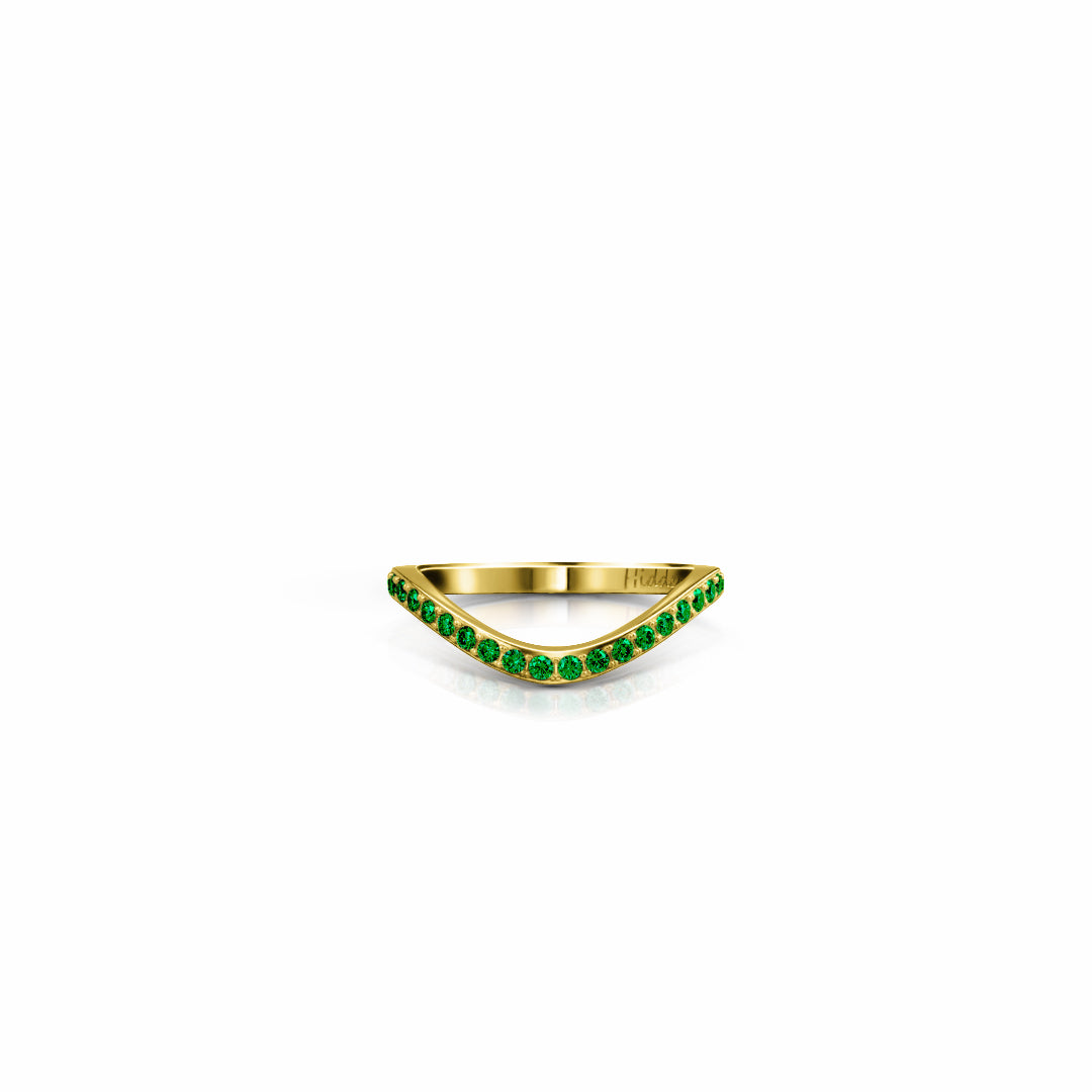 Cigar Gemstone Shadow Band | 14K Gold 14K Yellow Gold Lab Grown Emerald Ring {{ catogery }} {{ Collections }}