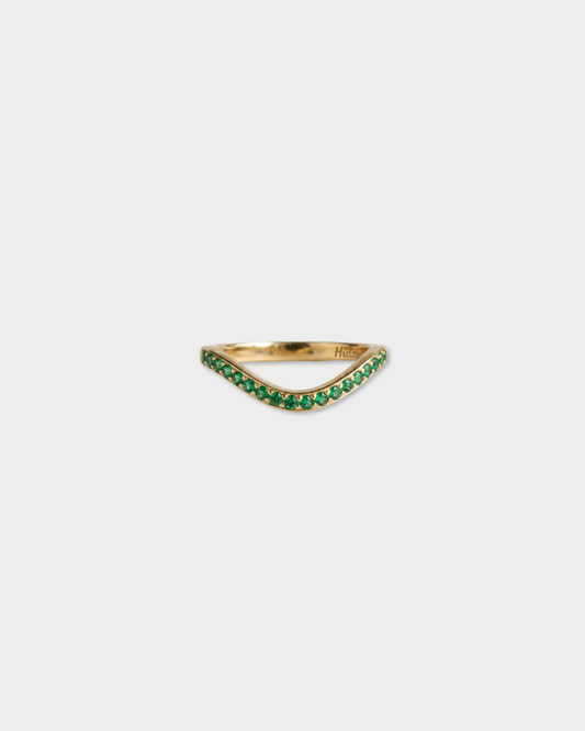 Cigar Gemstone Shadow Band | 14K Gold