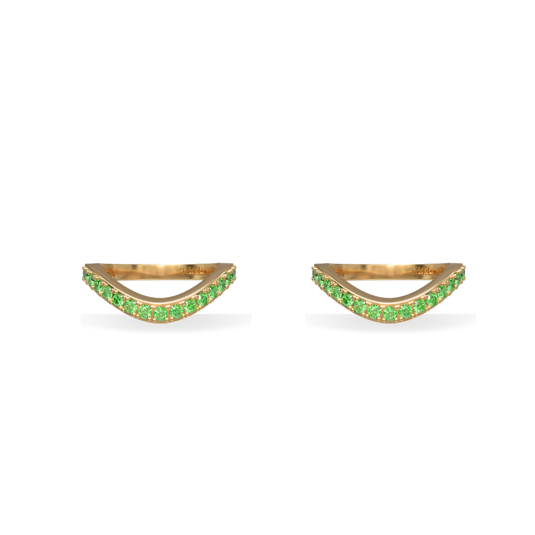 Lab Grown Emerald Cigar Shadow Band Pair | 18K Gold