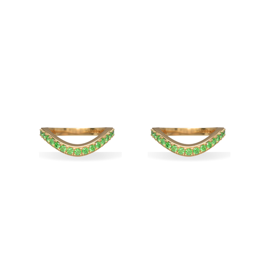 Lab Grown Emerald Cigar Shadow Band Pair | 18K Gold