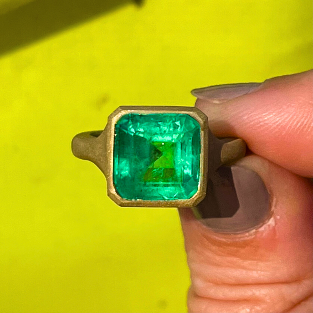 Custom Order | Emerald Signet Ring Rings {{ catogery }} {{ Collections }}