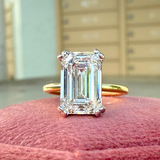 Custom Order | Double Prong Emerald Cut Engagement Ring