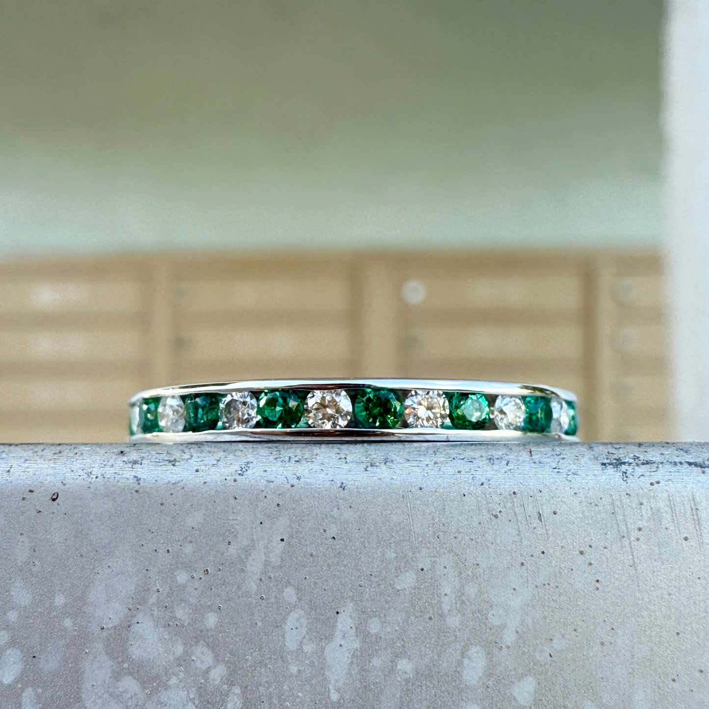 Custom Order | Diamond & Emerald Eternity Band