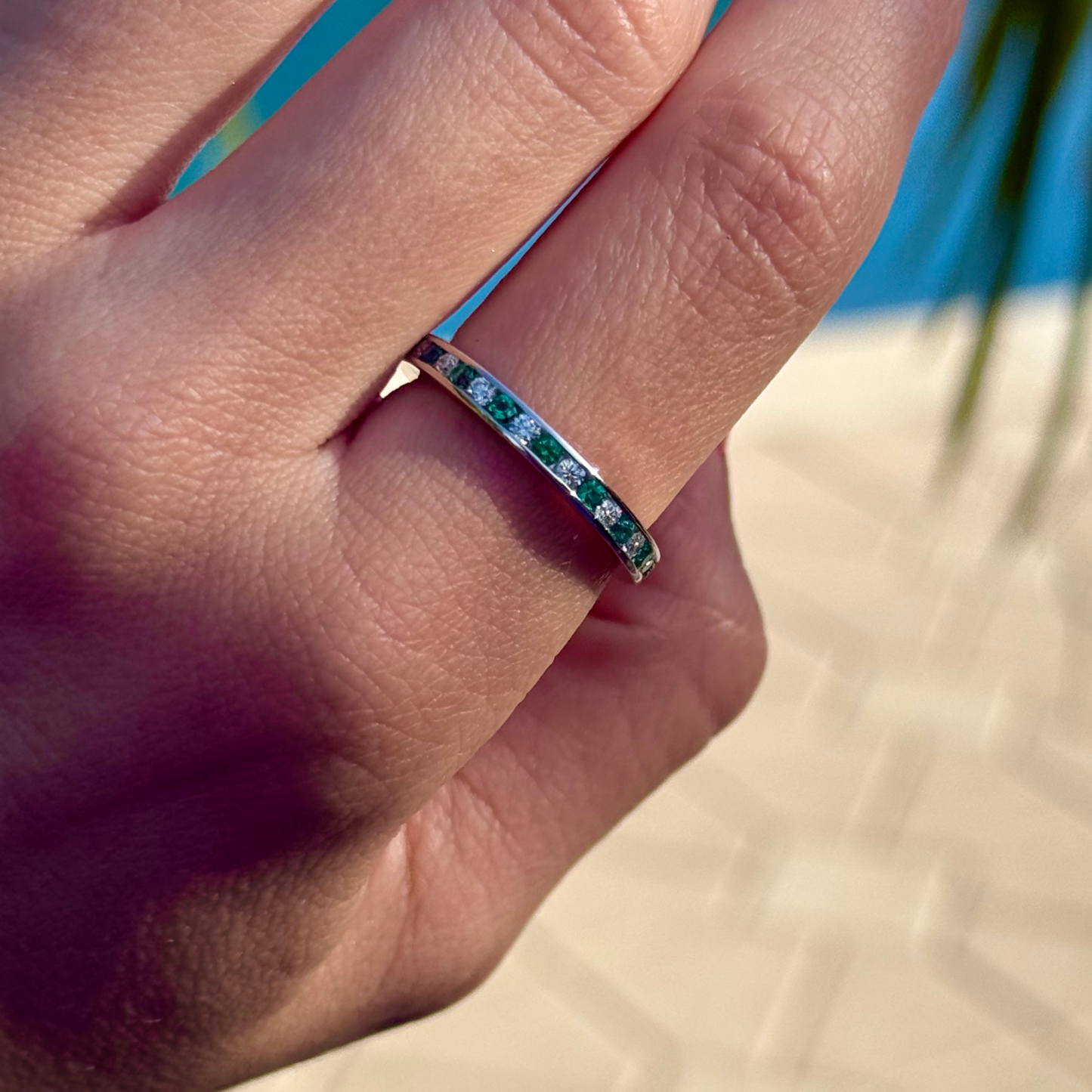 Custom Order | Diamond & Emerald Eternity Band