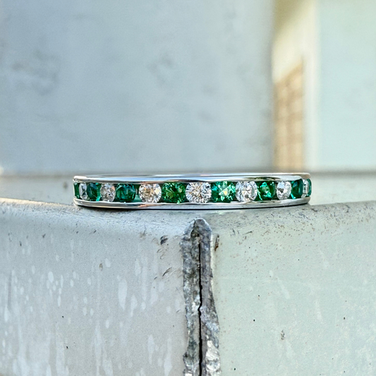 Custom Order | Diamond & Emerald Eternity Band