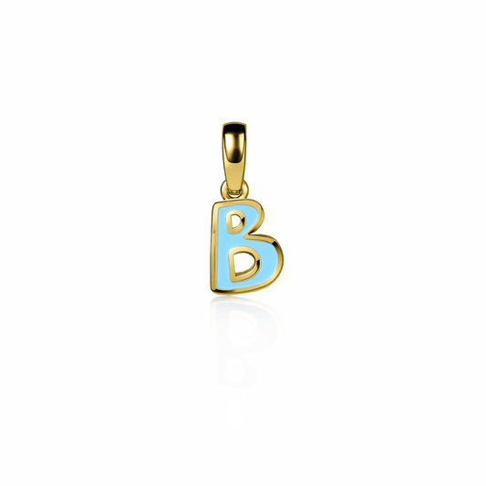 Graffiti Initial Charm, mini | 14K Gold Sky Blue {{ catogery }} {{ Collections }}