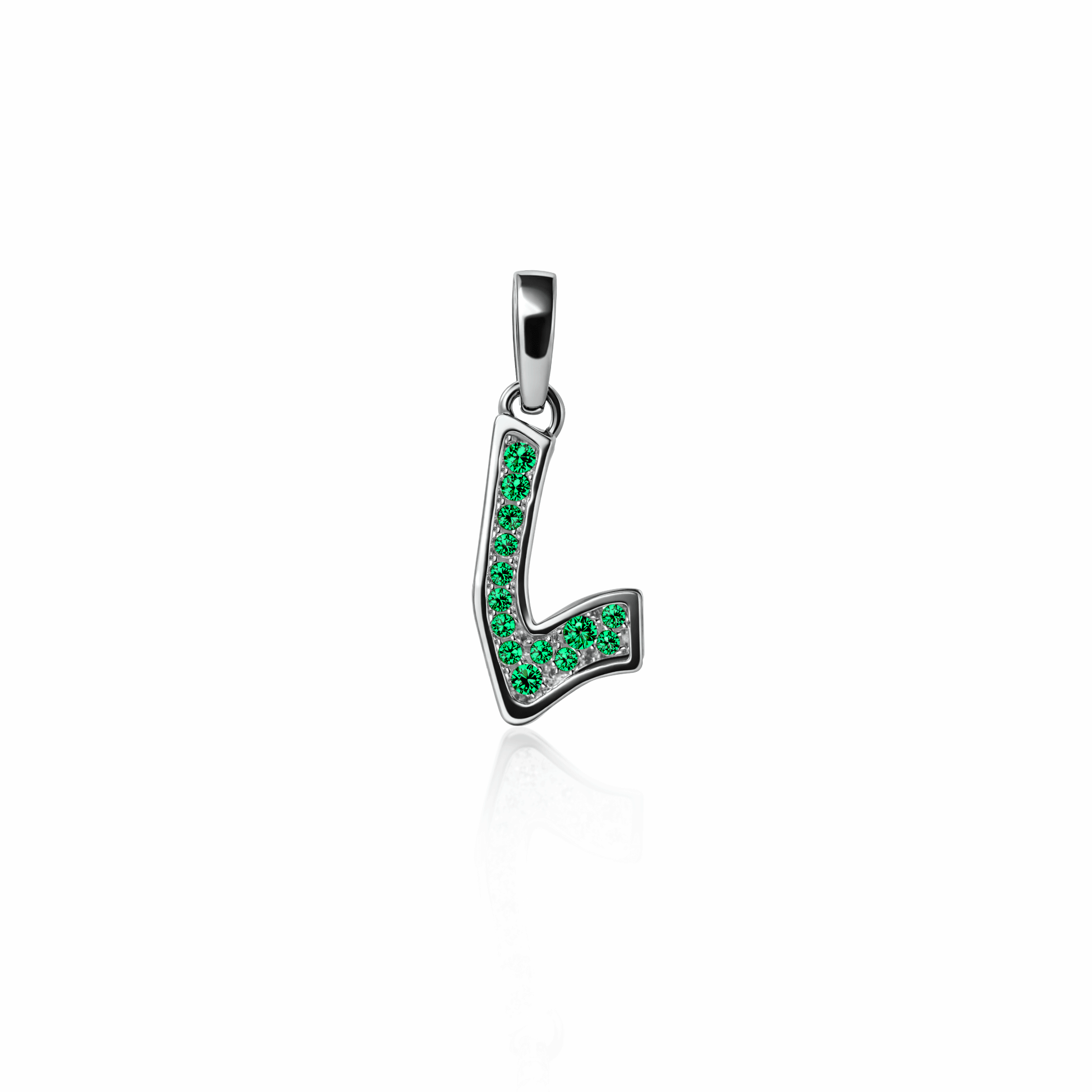 Graffiti Pave Initial Charm | Sterling Silver Lab Grown Emerald {{ catogery }} {{ Collections }}