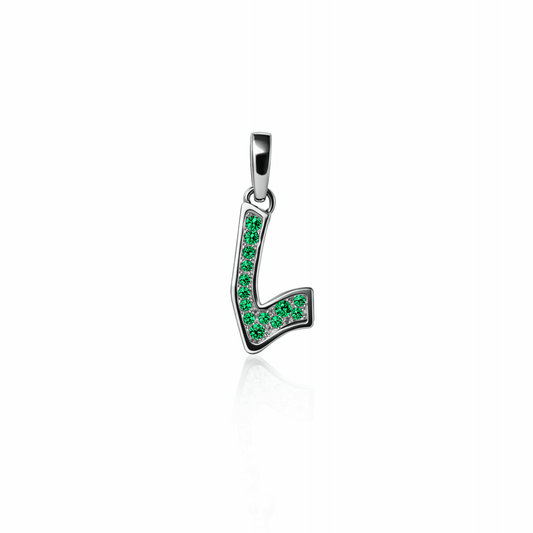 Graffiti Pave Initial Charm | Sterling Silver Lab Grown Emerald {{ catogery }} {{ Collections }}