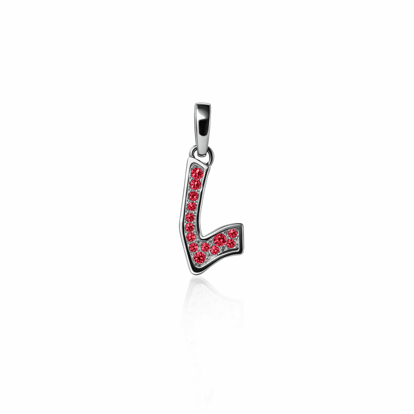 Graffiti Pave Initial Charm | Sterling Silver Lab Grown Ruby {{ catogery }} {{ Collections }}