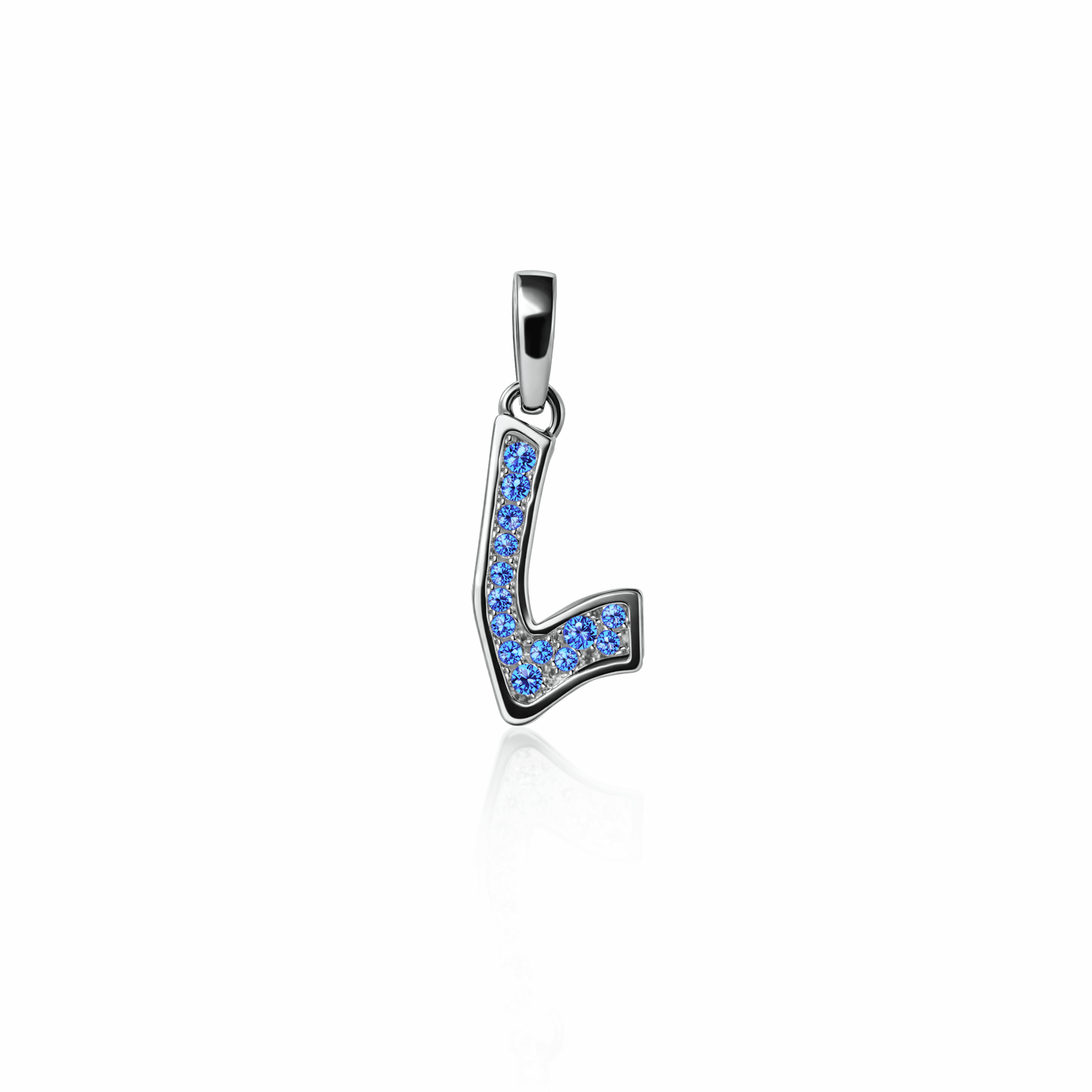 Graffiti Pave Initial Charm | Sterling Silver Lab Grown Sapphire {{ catogery }} {{ Collections }}
