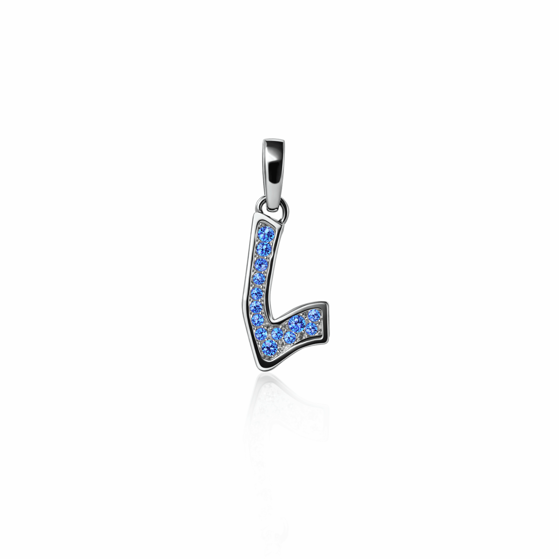 Graffiti Pave Initial Charm | Sterling Silver Lab Grown Sapphire {{ catogery }} {{ Collections }}