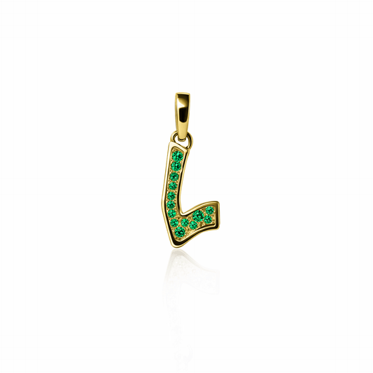 Graffiti Pave Initial Charm | 14K Gold Lab Grown Emerald {{ catogery }} {{ Collections }}