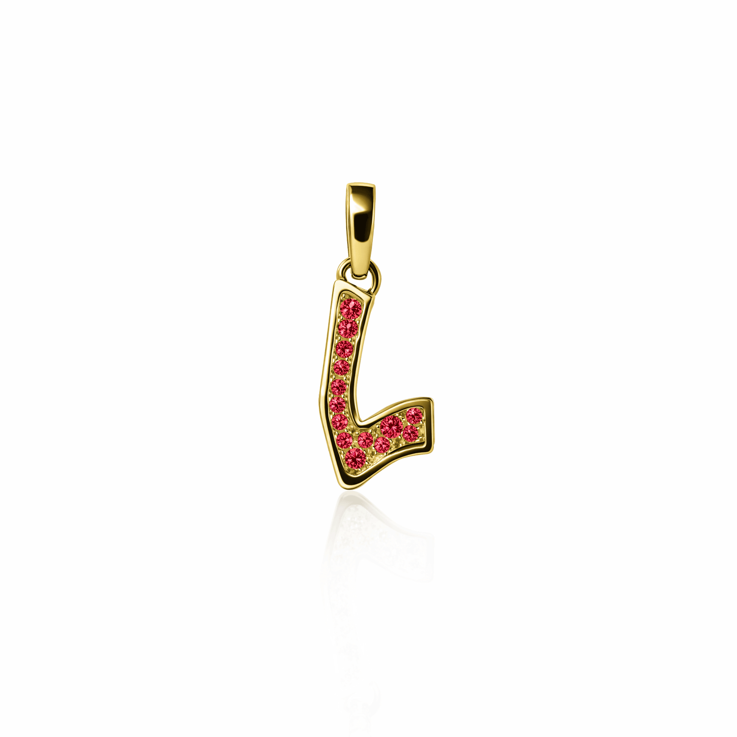 Graffiti Pave Initial Charm | 14K Gold Lab Grown Ruby {{ catogery }} {{ Collections }}