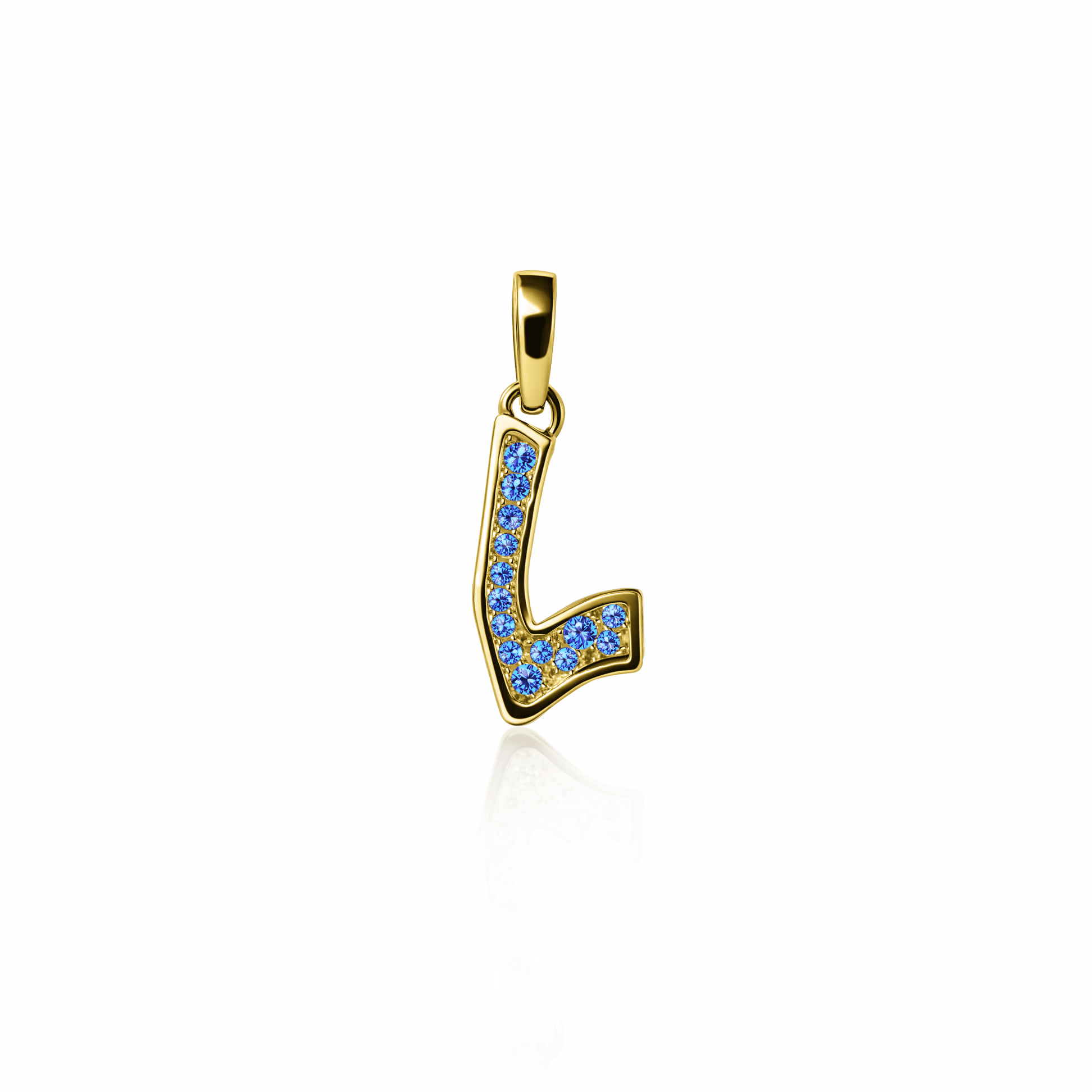 Graffiti Pave Initial Charm | 14K Gold Lab Grown Sapphire {{ catogery }} {{ Collections }}