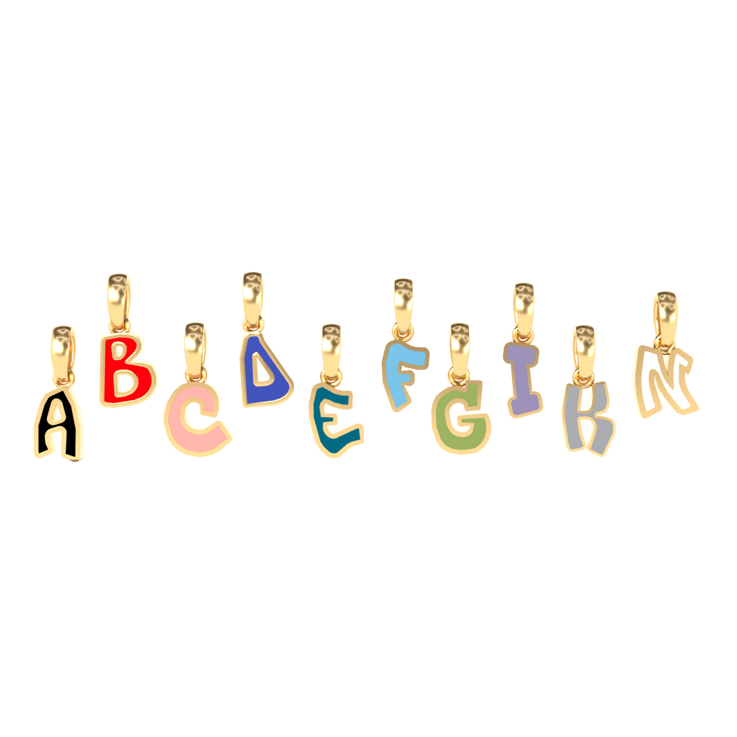 Medium Graffiti Initial Pendant | 18K Gold