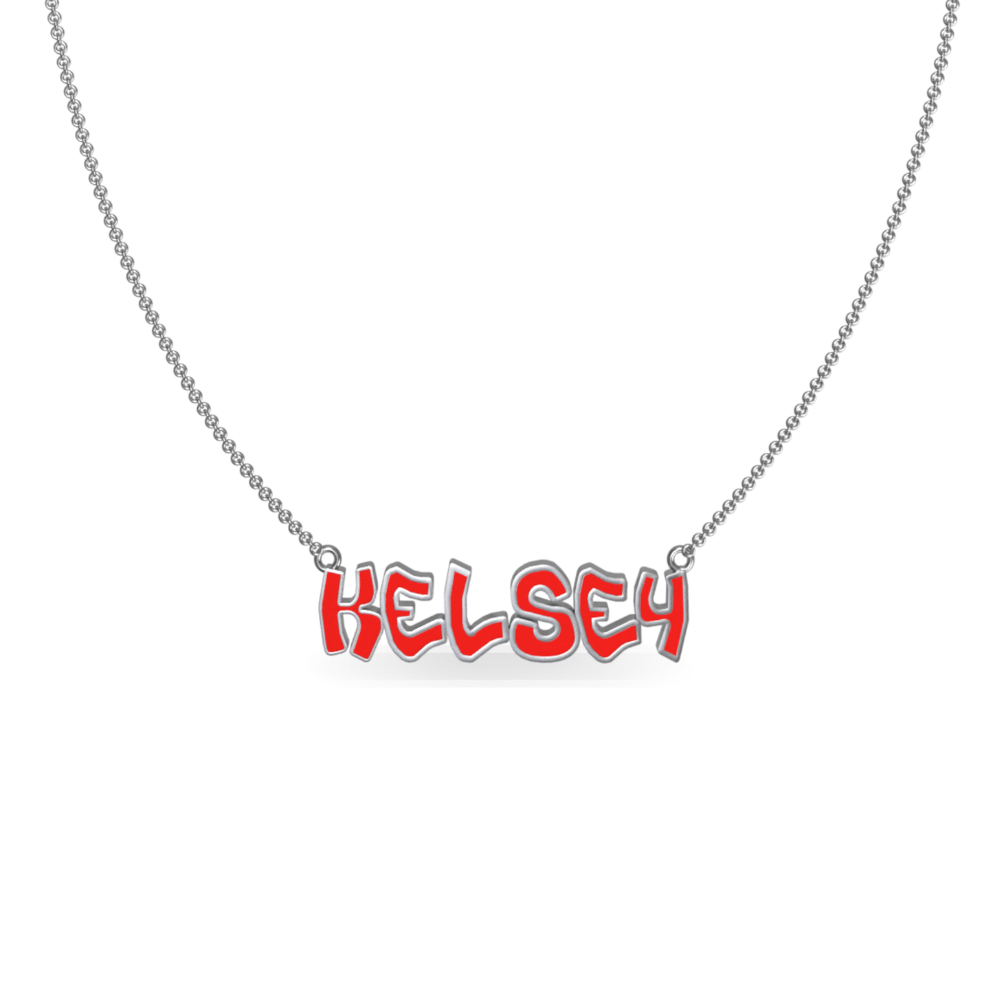 Mini Graffiti Name Plate Necklace | Sterling Silver