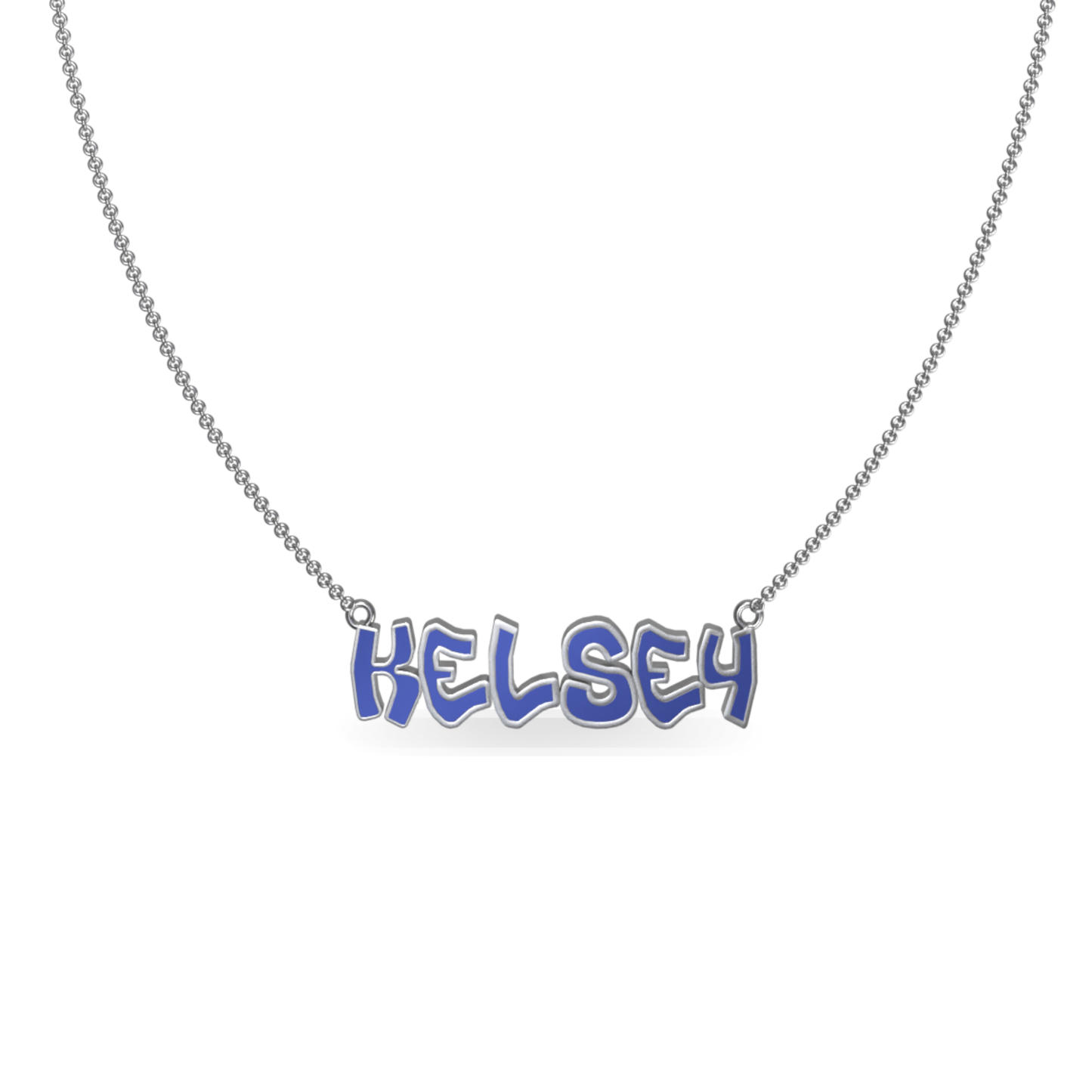 Mini Graffiti Name Plate Necklace | Sterling Silver
